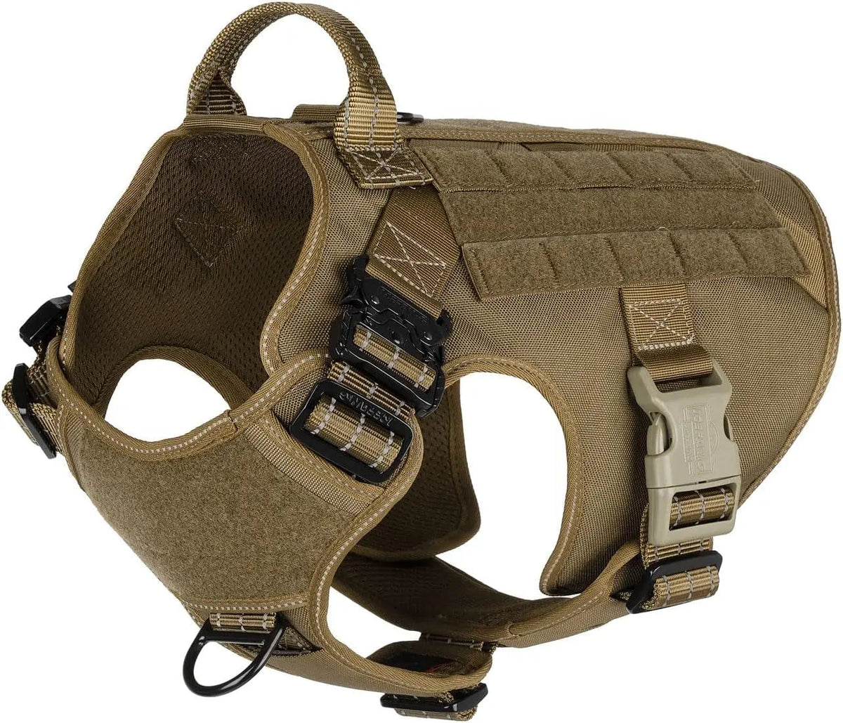 No-Pull Tactical Dog Harness with Handle & MOLLE Vest Adjustable